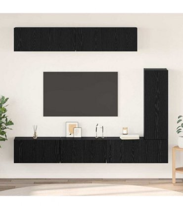 vidaXL TV Cabinet Set 6 pcs 12.01 x 11.81 x 35.43 in Black Oak
