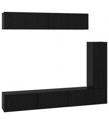 vidaXL TV Cabinet Set 6 pcs 12.01 x 11.81 x 35.43 in Black Oak