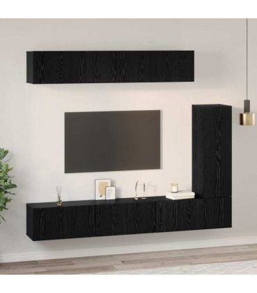 vidaXL TV Cabinet Set 6 pcs 12.01 x 11.81 x 35.43 in Black Oak
