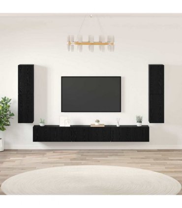 vidaXL TV Units 4 pcs 80 x 30 x 30.5 cm Black Oak