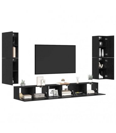 vidaXL TV Units 4 pcs 80 x 30 x 30.5 cm Black Oak