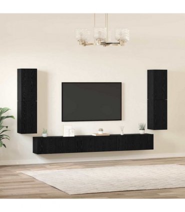 vidaXL TV Units 4 pcs 80 x 30 x 30.5 cm Black Oak