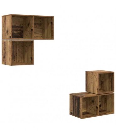 vidaXL TV Cabinet Set 4 pcs 37 x 37 x 72 cm Old Wood