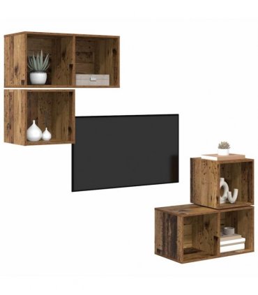 vidaXL TV Cabinet Set 4 pcs 37 x 37 x 72 cm Old Wood