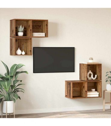 vidaXL TV Cabinet Set 4 pcs 37 x 37 x 72 cm Old Wood