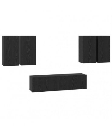 vidaXL TV Cabinet Set 6 pcs Black Oak