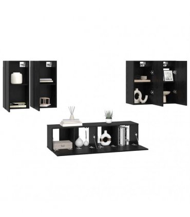 vidaXL TV Cabinet Set 6 pcs Black Oak