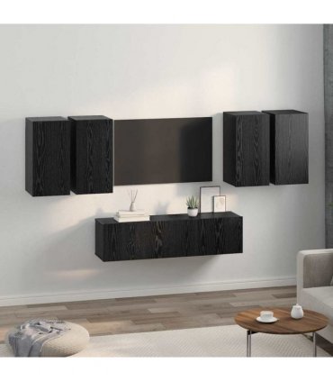 vidaXL TV Cabinet Set 6 pcs Black Oak