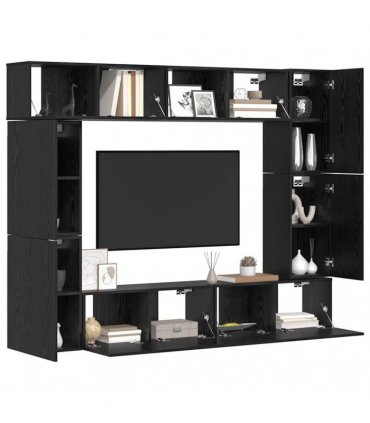 vidaXL TV Cabinet Set 8 pcs 80 x 30 x 30 cm Black Oak