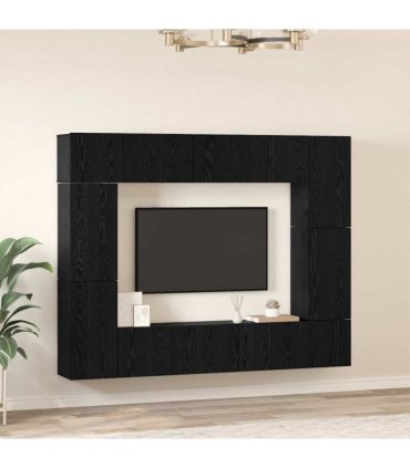 vidaXL TV Cabinet Set 8 pcs 80 x 30 x 30 cm Black Oak