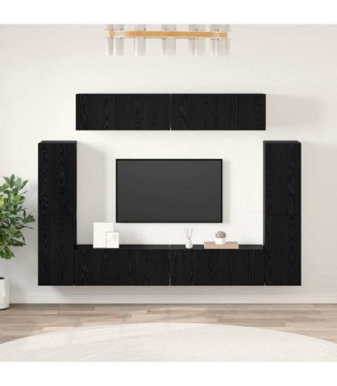 vidaXL TV Cabinet Set 8 pcs 80 x 30 x 30 cm Black Oak
