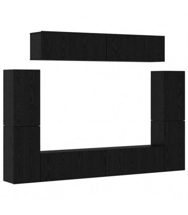 vidaXL TV Cabinet Set 8 pcs 80 x 30 x 30 cm Black Oak