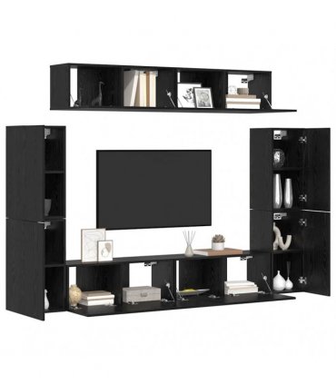 vidaXL TV Cabinet Set 8 pcs 80 x 30 x 30 cm Black Oak