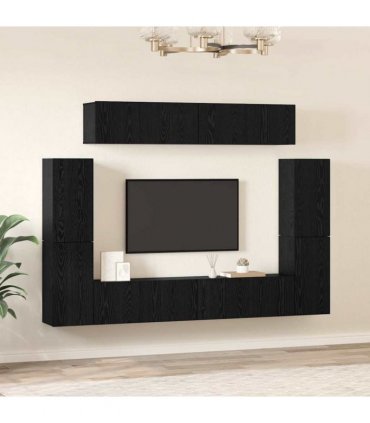 vidaXL TV Cabinet Set 8 pcs 80 x 30 x 30 cm Black Oak