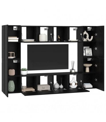 vidaXL TV Cabinet Set 8 pcs Black Oak