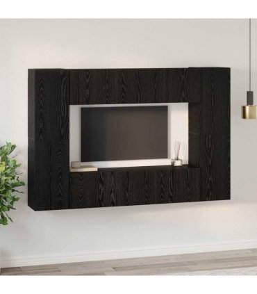 vidaXL TV Cabinet Set 8 pcs Black Oak