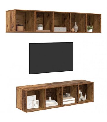 vidaXL TV Cabinet Set 4 pcs Old Wood Engineered Wood