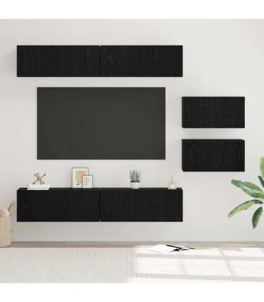 vidaXL TV Cabinet Set 6 pcs 80 x 30 x 30 cm Black Oak