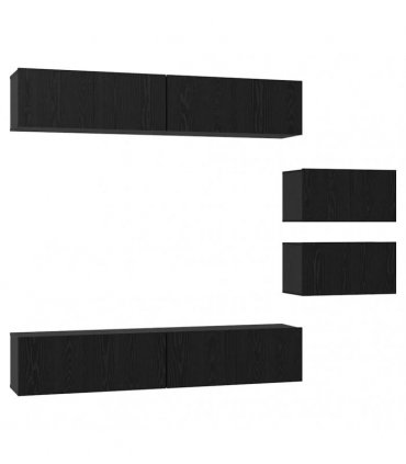 vidaXL TV Cabinet Set 6 pcs 80 x 30 x 30 cm Black Oak
