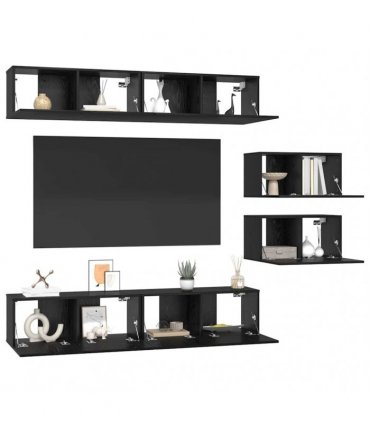 vidaXL TV Cabinet Set 6 pcs 80 x 30 x 30 cm Black Oak