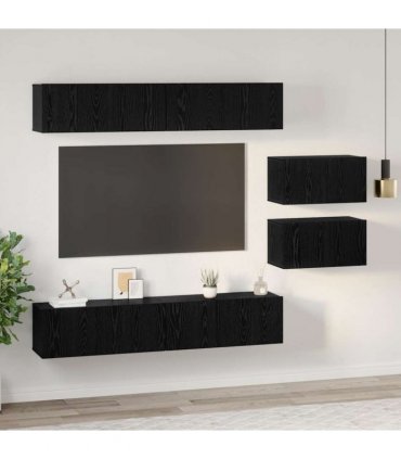 vidaXL TV Cabinet Set 6 pcs 80 x 30 x 30 cm Black Oak