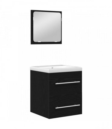 vidaXL Bathroom Furniture Set 2 pcs Black Oak Engineered Wood