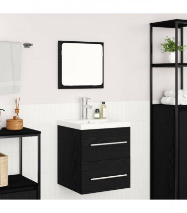vidaXL Bathroom Furniture Set 2 pcs Black Oak Engineered Wood