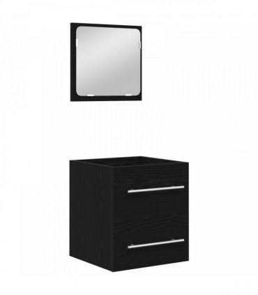 vidaXL Bathroom Furniture Set 2 pcs Black Oak Engineered Wood