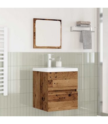 vidaXL Bathroom Furniture Set 2 pcs Old Wood and White Engineered Wood