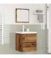 vidaXL Bathroom Furniture Set 2 pcs Old Wood and White Engineered Wood