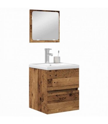 vidaXL Bathroom Furniture Set 2 pcs Old Wood and White Engineered Wood