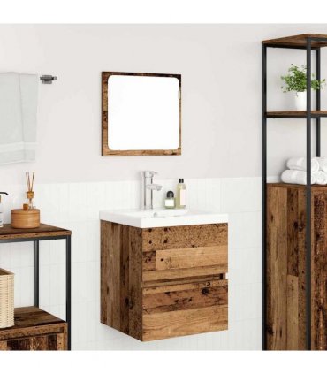 vidaXL Bathroom Furniture Set 2 pcs Old Wood and White Engineered Wood