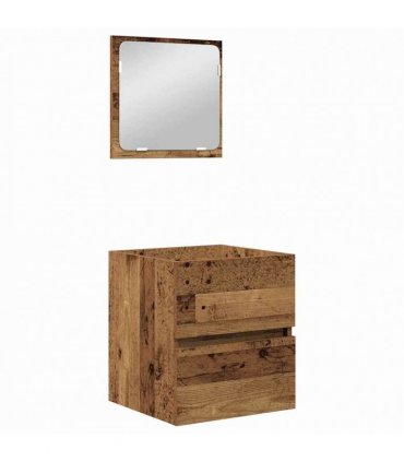 vidaXL Bathroom Furniture Set 2 pcs Old Wood and White Engineered Wood
