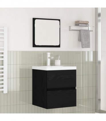 vidaXL Bathroom Furniture Set 2 pcs Black Oak and White