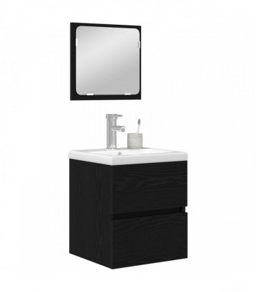 vidaXL Bathroom Furniture Set 2 pcs Black Oak and White