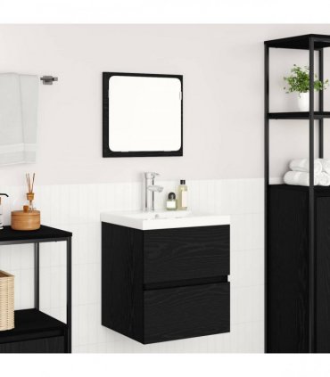 vidaXL Bathroom Furniture Set 2 pcs Black Oak and White