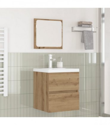 vidaXL Bathroom Furniture Set 2 pcs Artisan Oak and White