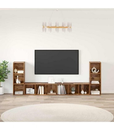 vidaXL TV Cabinet Set 4 pcs 37 x 35 x 107 cm Old Wood