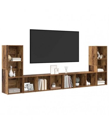 vidaXL TV Cabinet Set 4 pcs 37 x 35 x 107 cm Old Wood