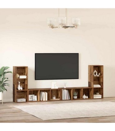 vidaXL TV Cabinet Set 4 pcs 37 x 35 x 107 cm Old Wood