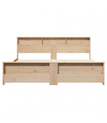 vidaXL Bed Frame with Shelf Brown 180 x 200 cm Solid Pine Wood