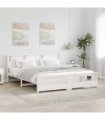 vidaXL Bed Frame with Shelf White 180 x 200 cm Solid Pine Wood