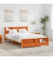 vidaXL Bed Frame with Shelf Wax Brown 160 x 200 cm Solid Pine Wood
