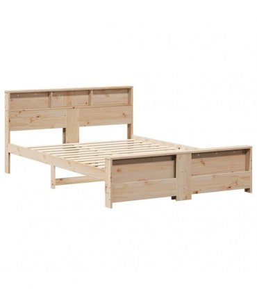 vidaXL Bed Frame with Shelf Brown 150 x 200 cm Solid Pine Wood