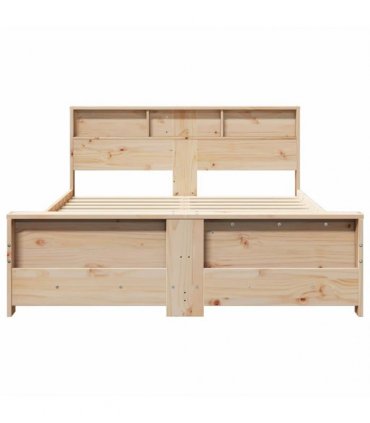 vidaXL Bed Frame with Shelf Brown 150 x 200 cm Solid Pine Wood