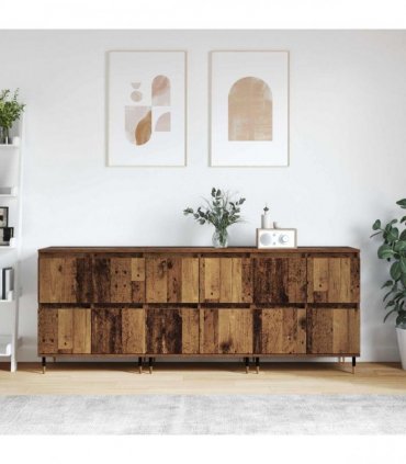 vidaXL Storage Cabinet 3 pcs Old Wood 60 x 35 x 70 cm