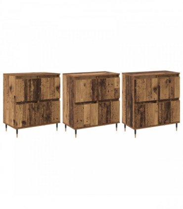 vidaXL Storage Cabinet 3 pcs Old Wood 60 x 35 x 70 cm