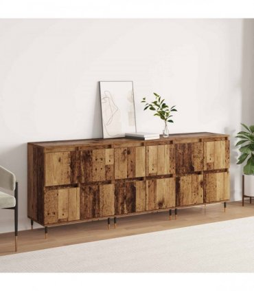 vidaXL Storage Cabinet 3 pcs Old Wood 60 x 35 x 70 cm