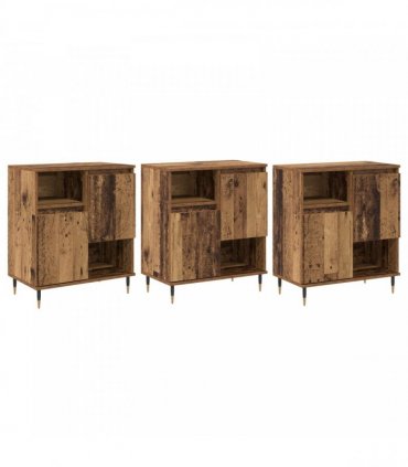 vidaXL Sideboard 3 pcs Old Wood 60 x 35 x 70 cm