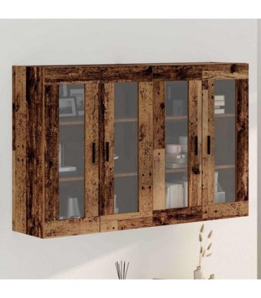 vidaXL Wall Mounted Cabinets 2 pcs Old Wood 69.5 x 34 x 90 cm